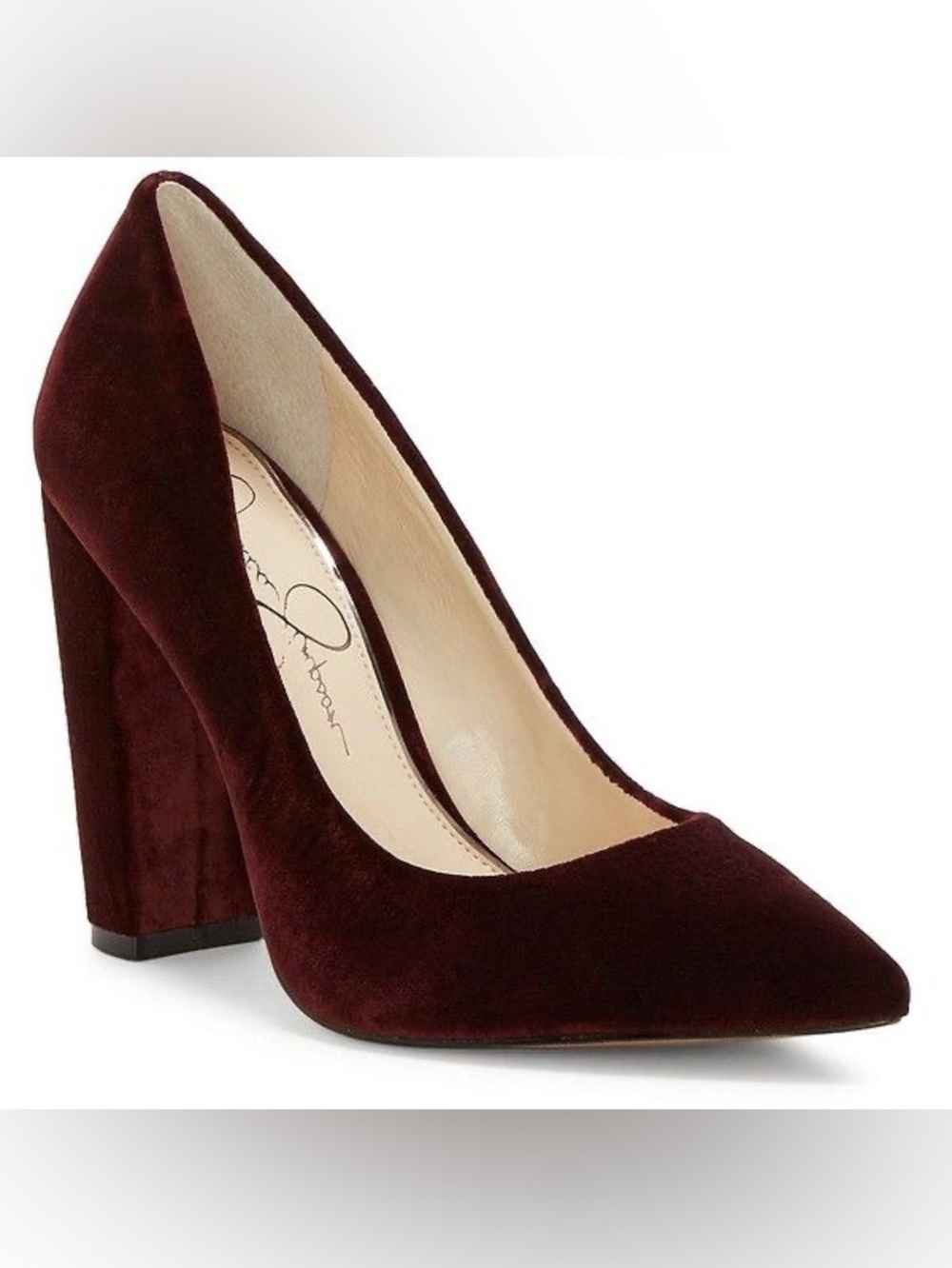 Jessica Simpson Tanysha Women's Burgundy Suede Block Heel Pump 7.5